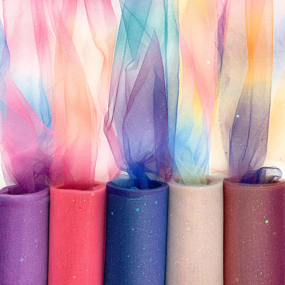 10 Yards Rainbow Glitter Tulle Roll