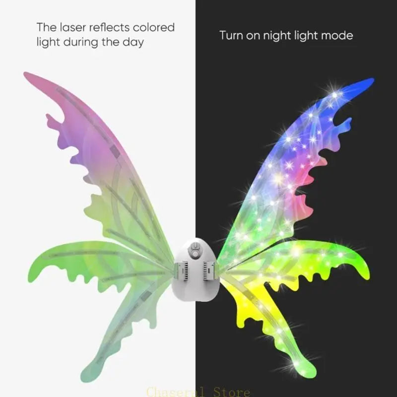 E7CE Electric ButterflyWing for Girl LED Flying Princess Fairy Wing Dress Up Costume Children School Dance Play Props