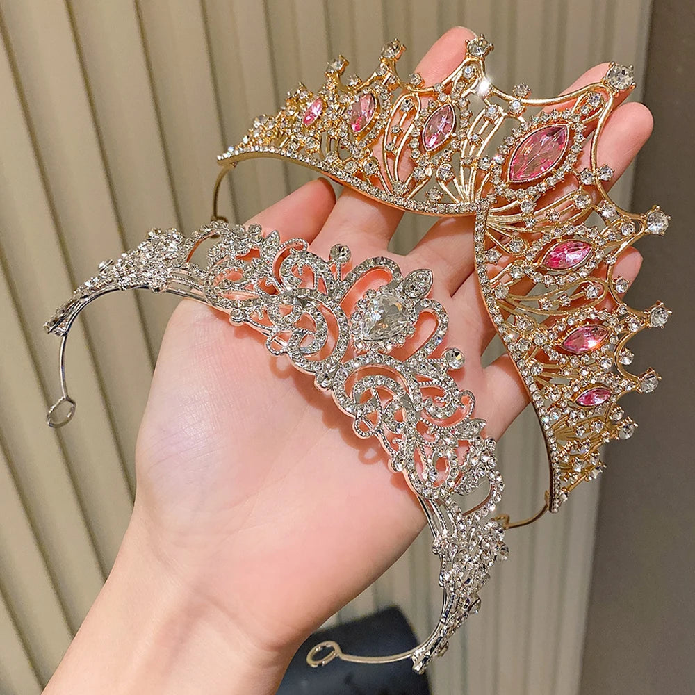 2pcs Mixed Color High-End Party Show Crowns Ideal Gifts for Weddings Birthdays Celebrations Women's Coming-of-Age Ceremonies