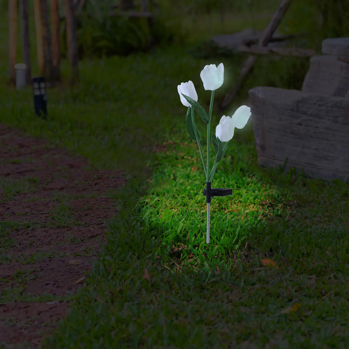 Solar Lights Garden Outdoor Decor Landscape Lamp Halloween Christmas New Year Lifelike Artificial Flower Flower Bed Decoration