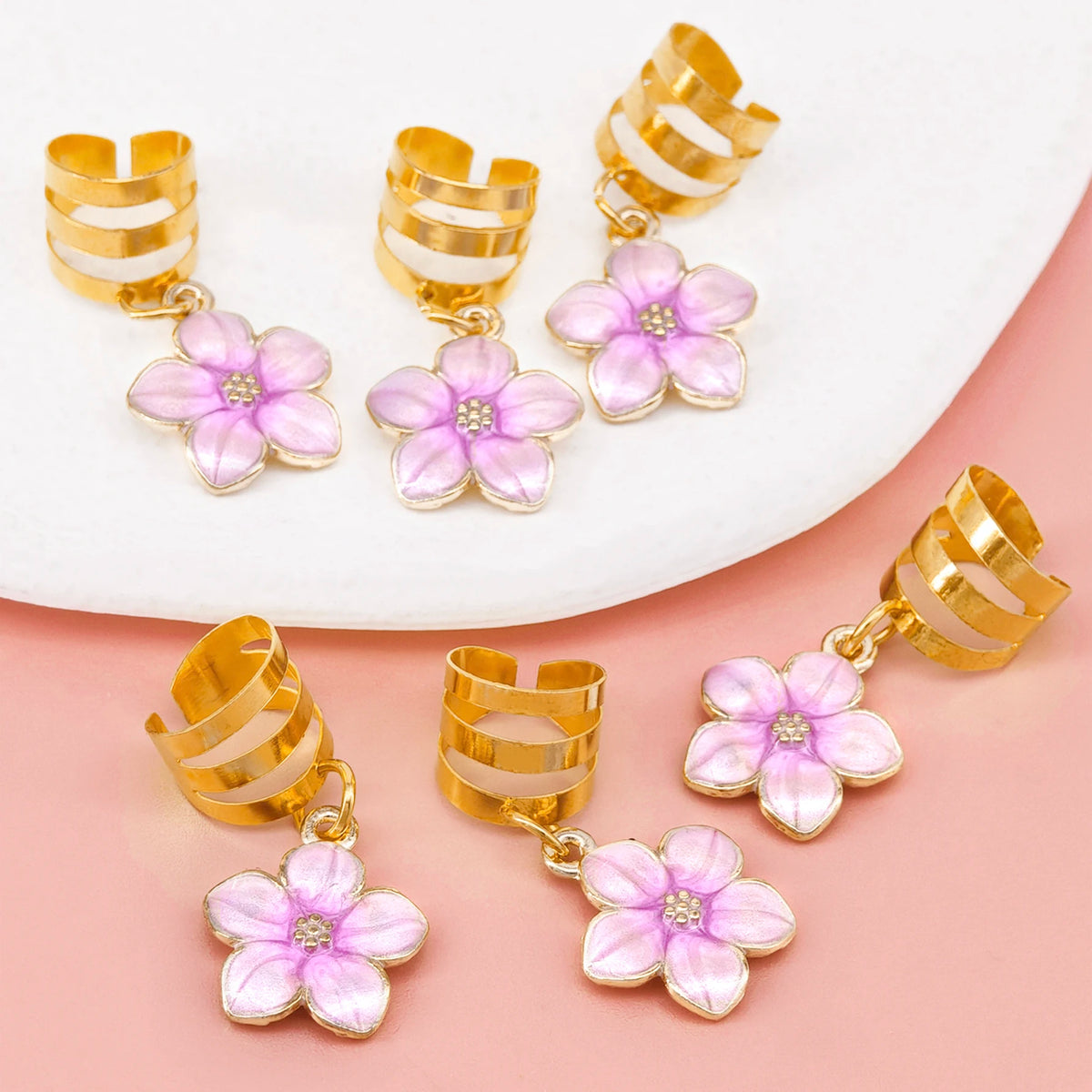 6pcs Flower Decor Hair Clip, Dreadlocks Beads Hair Braid Rings Clips Dread  Decoration/Accessories Jewelry Music festival
