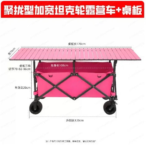 Large Foldable Stall Table Lift Trolley, Mobile Vendor Cart with Rainproof Sun Awning
