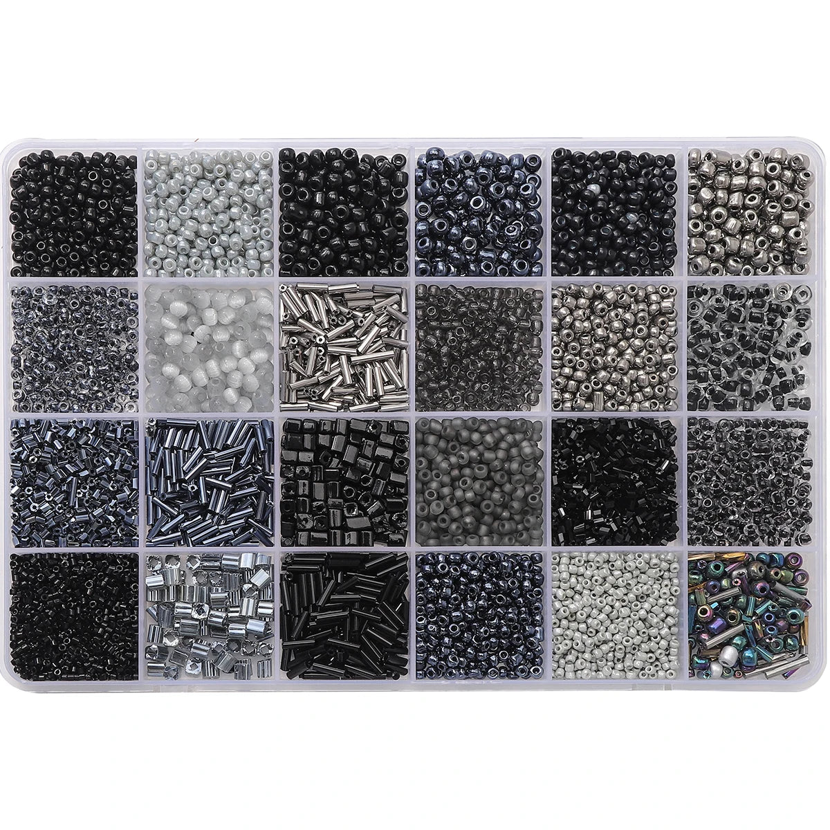 4300pcs 24-Grid Multi-Size Glass Seed Rice Beads Set for DIY Bracelet Necklace Earrings Jewelry Making Beading Supplies
