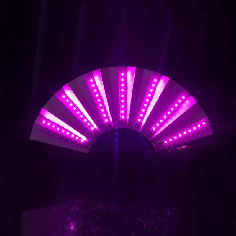 GlowFan Pro Original LED Light Up Folding Hand Fan, Portable Luminous Handheld Fan for Party Decoration