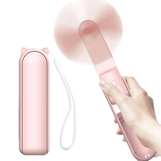 3 Speed Foldable Portable Mini Fan with Power Bank 2000mAh USB Rechargeable