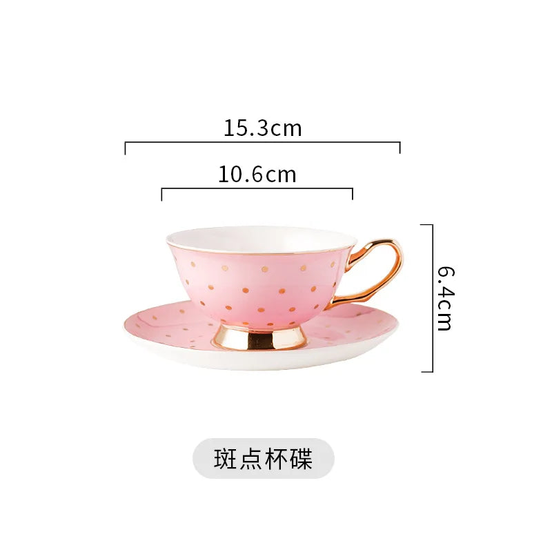 Ceramic Pink Coffee Mugs with Dish Teacup Office Drinking Mug Exquisite Afternoon Tea Cups Set Kitchen Home Drinkware Water Cups