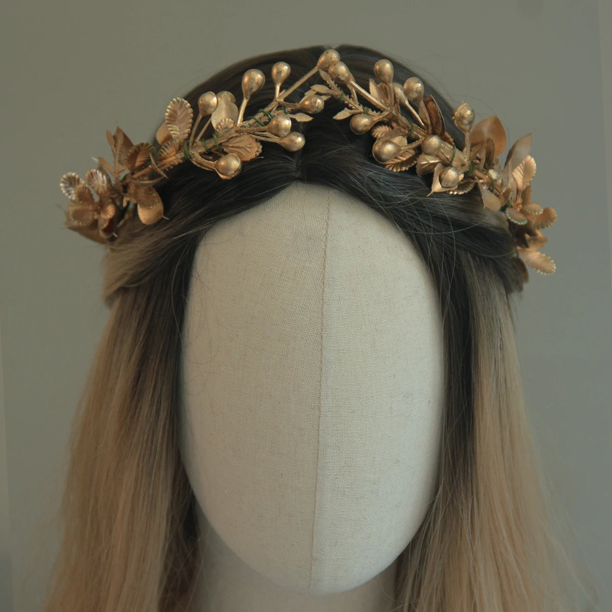 Gold Leaf Crown Burgundy Elven Circlet Crown