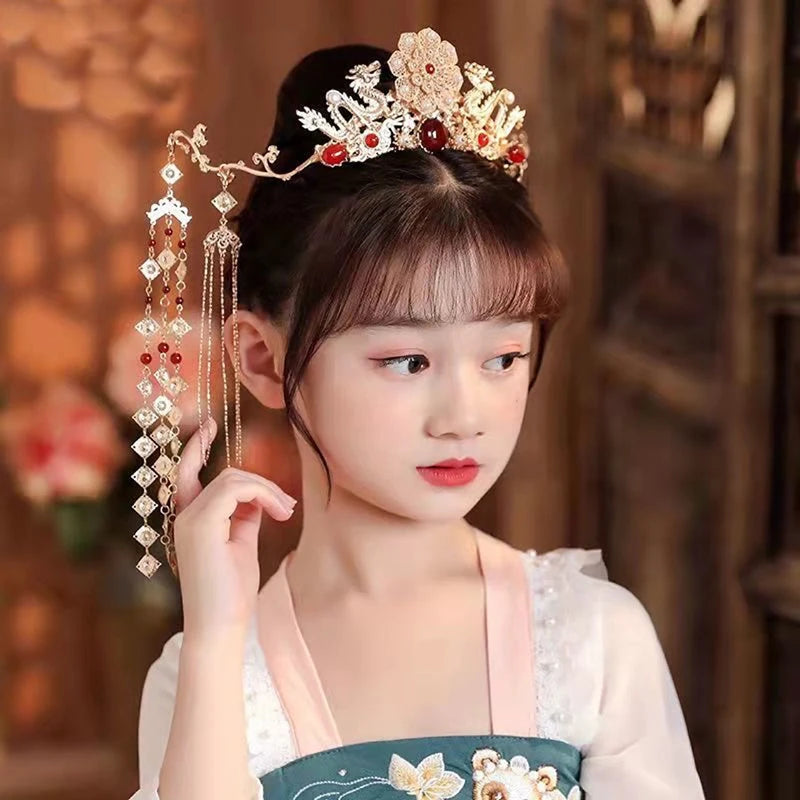 New#Tassel Headband Hanfu Hair Accessories Crowns Tiaras Wedding Party Bridal Headpiece For Xiuhe Dress