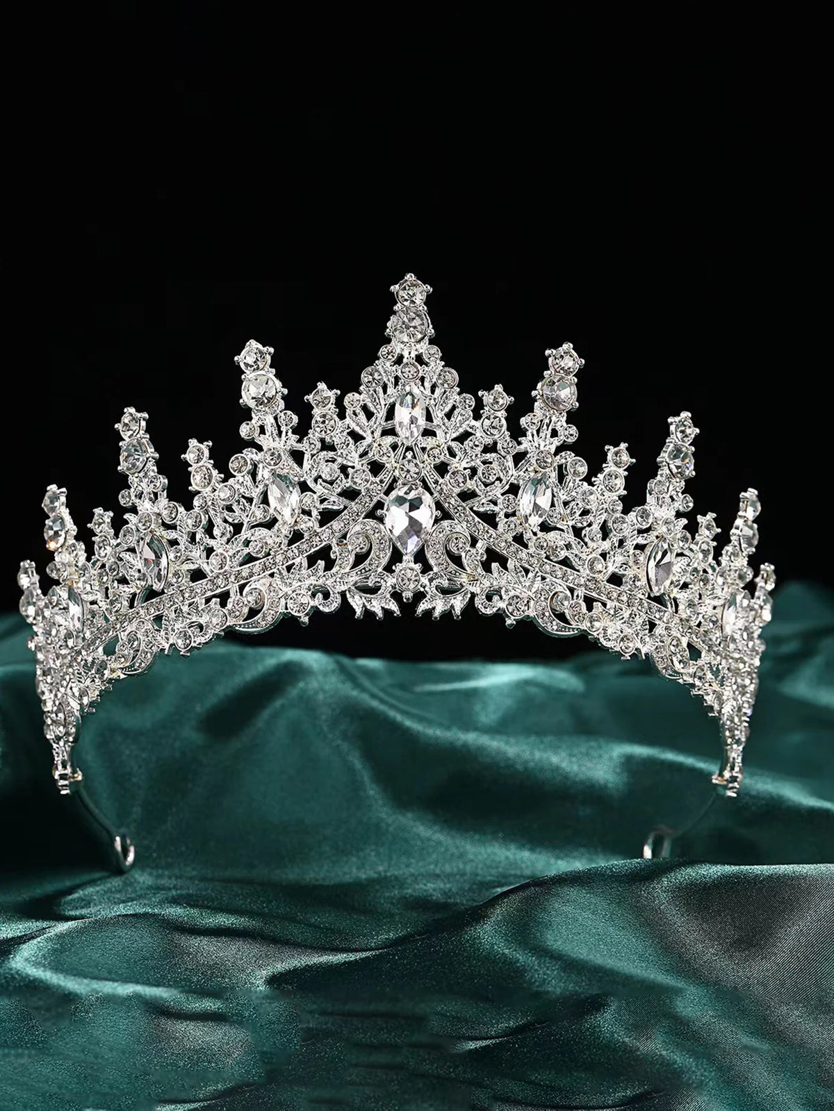 European Baroque Style Heavy-Duty Full Diamond Crown Bridal Wedding Crown, Dinner Birthday Runway Show Diamond-Encrusted Hair Cr