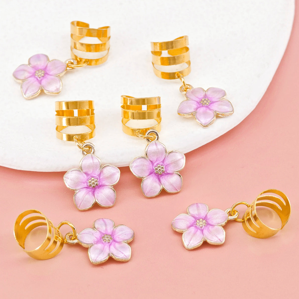 6pcs Flower Decor Hair Clip, Dreadlocks Beads Hair Braid Rings Clips Dread  Decoration/Accessories Jewelry Music festival