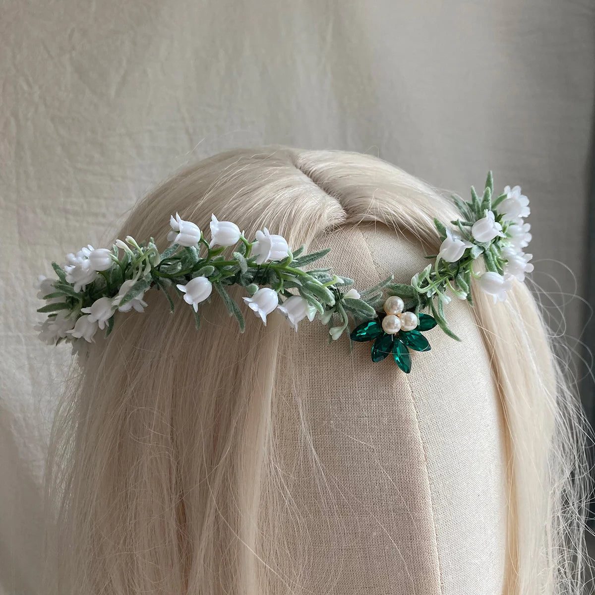 Bell orchid Elven Tiara Crescent Moon Headband Silver Elven Circlet Dainty flower Halo Fairy Headress Costume Bridal Crown