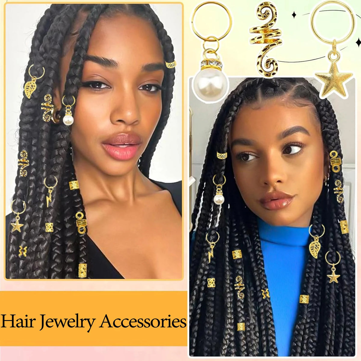 220pcs Hair Accessories, Women's Hair Jewelry, Metal Hair Ring Cuff For Dreadlocks Accessories, Hair Braid Beads Decoration Boho