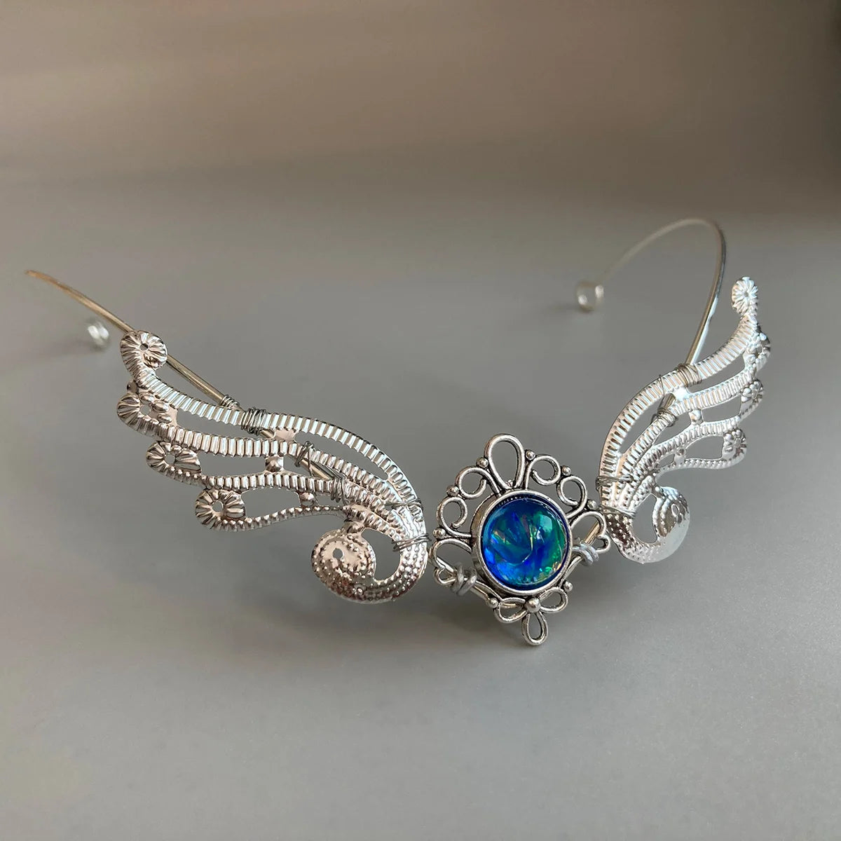 Reign of the Enchanted Forest Tiara Fairy Crown with Silver Branch Pendant