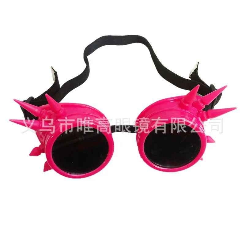 2026 Welding Round Goggle Steampunk Cyber Goth Sunglasses Rivet Spiked Goggles Cosplay Antique Victorian Gafas Hombre