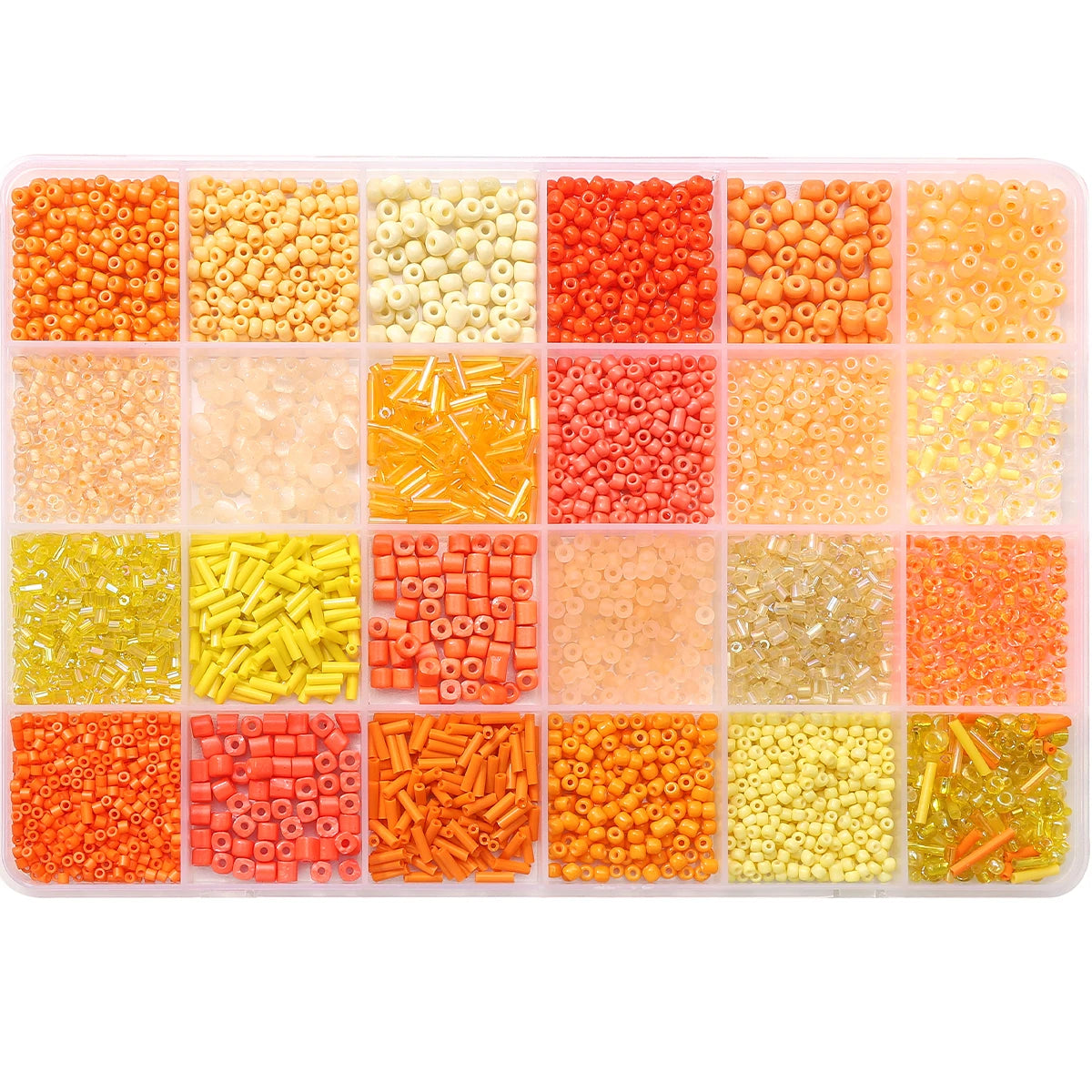 4300pcs 24-Grid Multi-Size Glass Seed Rice Beads Set for DIY Bracelet Necklace Earrings Jewelry Making Beading Supplies