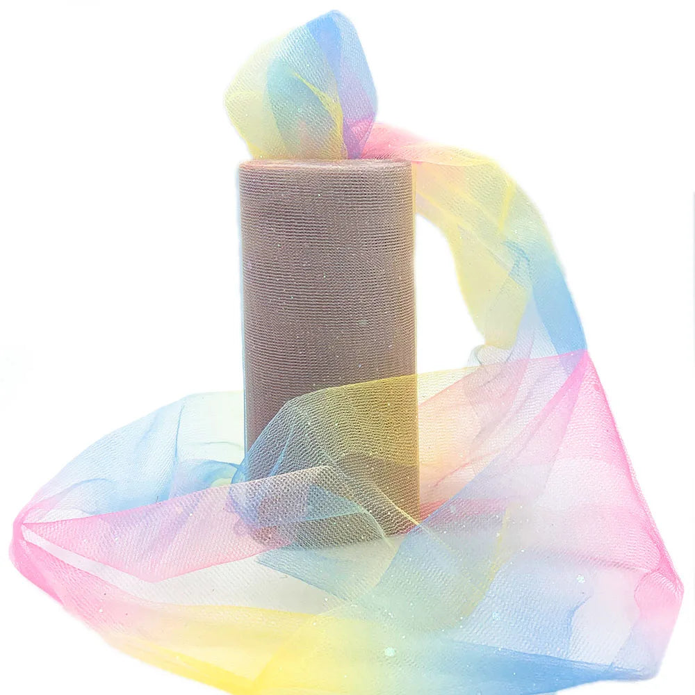 10 Yards Rainbow Glitter Tulle Roll