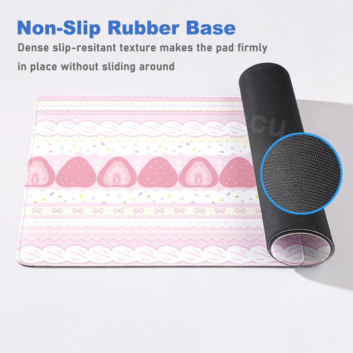 Cute Desk Pad Protector Pink Strawberry Cake Girl Kawaii Butterfly Mouse Pad Office Large Desk Mat Rubber Desk Accessories Pads