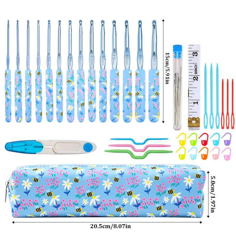 1Pcs/2.0-10.0mm Little Bee Print Crochet Hooks