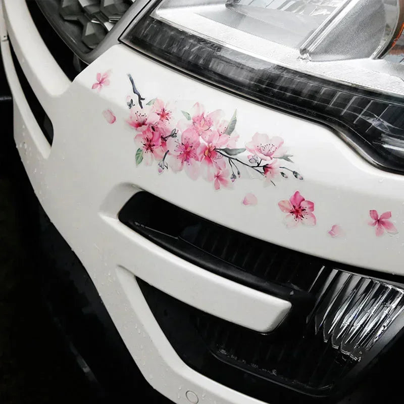 Pink Cherry Blossom Floral Car Stickers Love Auto Vinyl Decal Bumper Window for Women Car Tuning Styling Accessories