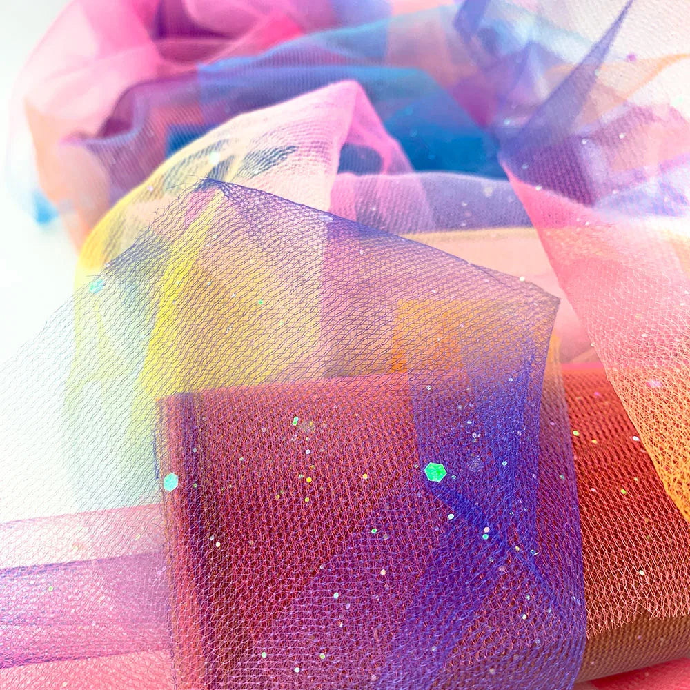 10 Yards Rainbow Glitter Tulle Roll