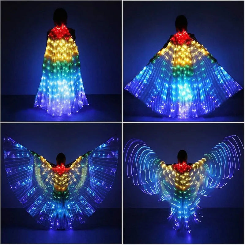 LED Isis Wing Light Up Fairy Wings For Kids Children Belly Dance Costumes Gifts Luminous Butterfly Wings Stage Performance Props