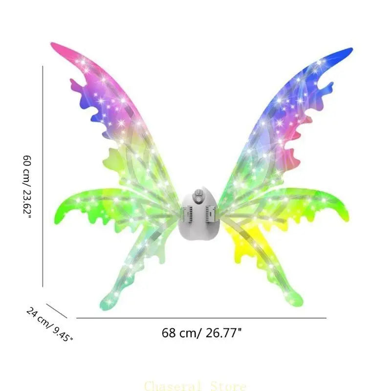 E7CE Electric ButterflyWing for Girl LED Flying Princess Fairy Wing Dress Up Costume Children School Dance Play Props