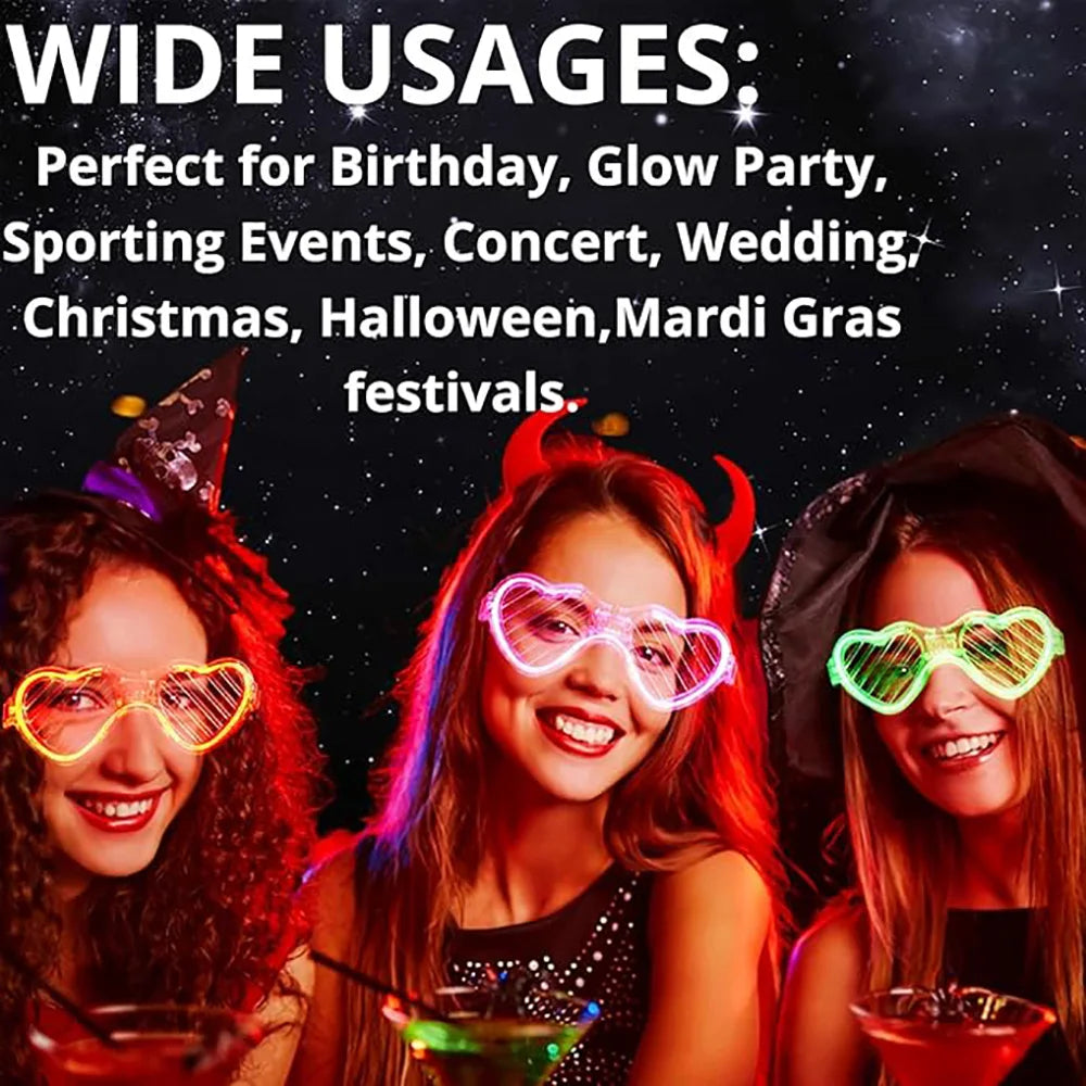 5/10/20/30/50 Bulk Light Up Glasses Heart Shaped LED Glasses Glow In The Dark Party Supplies for Birthday Wedding Party Favors