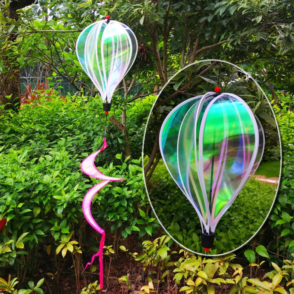 Plastic Hot Air Balloon Spinner Rainbow Color Multistyles Color-changing Film Wind Spinners 40cm Balloon Rotating Windmill