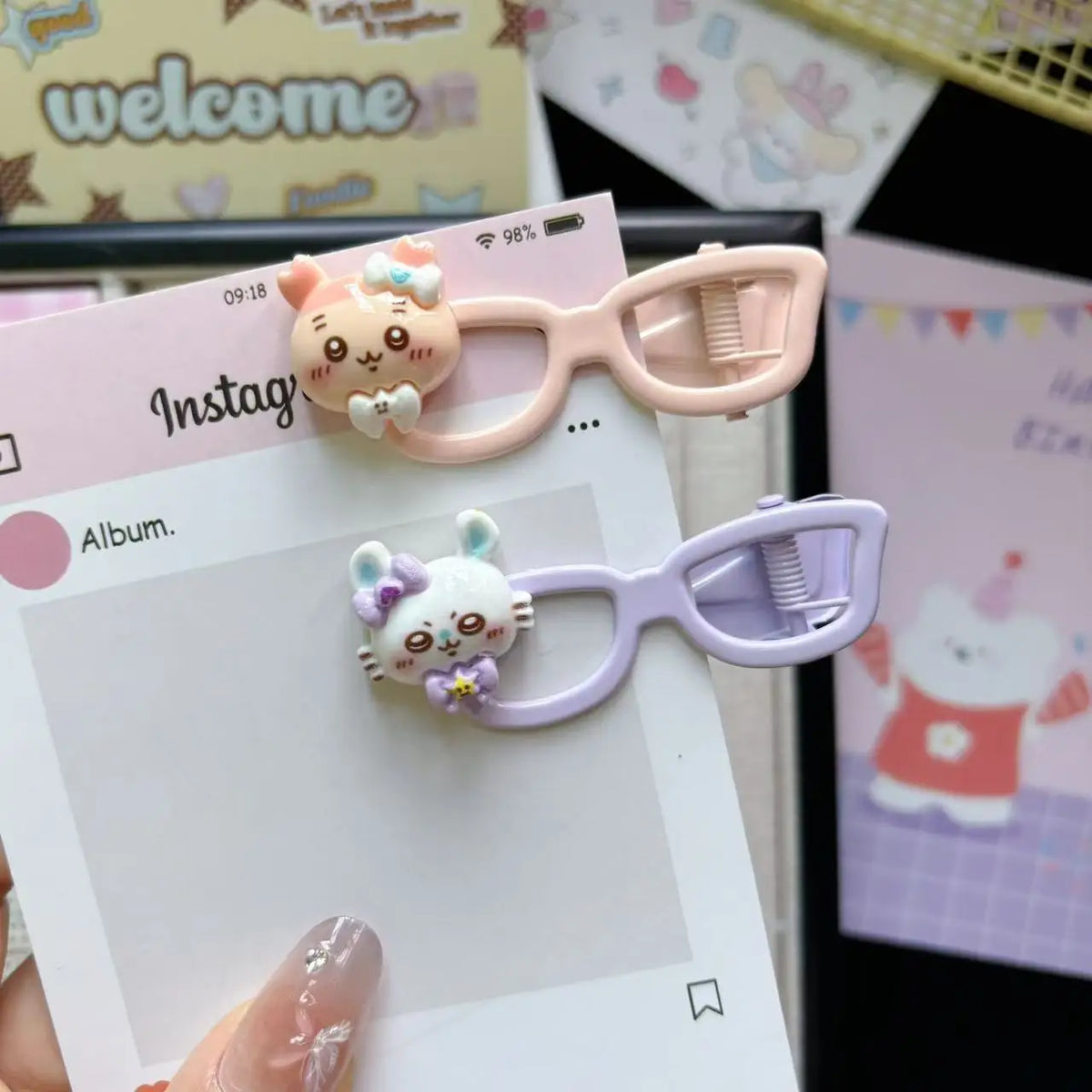 Ji Yi Ka Wa Cartoon Cute Little Eight Glasses Hairpin Hair Clip Sweet Girly Bang Clip Ins Girls' Hair Accessories