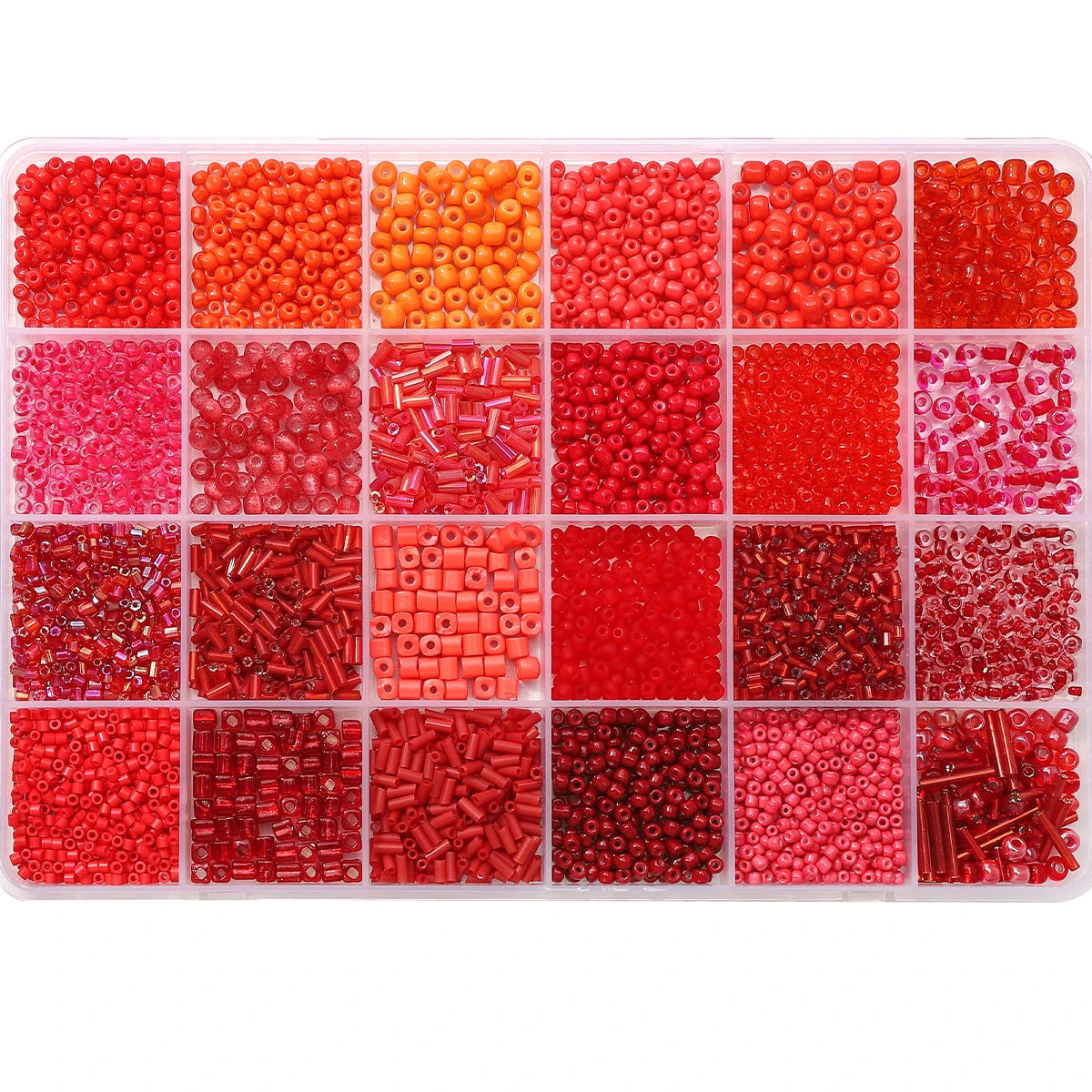 4300pcs 24-Grid Multi-Size Glass Seed Rice Beads Set for DIY Bracelet Necklace Earrings Jewelry Making Beading Supplies