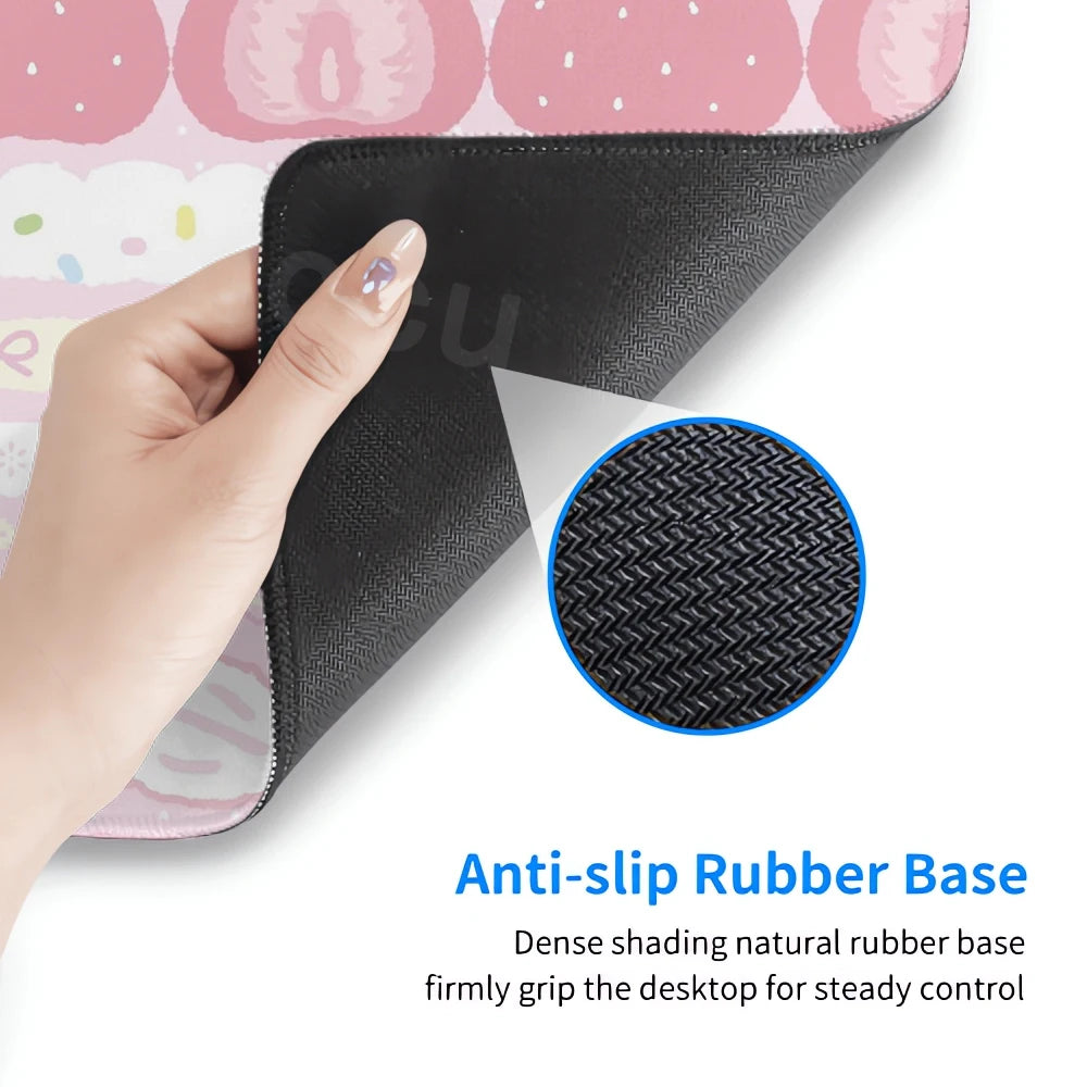 Cute Desk Pad Protector Pink Strawberry Cake Girl Kawaii Butterfly Mouse Pad Office Large Desk Mat Rubber Desk Accessories Pads