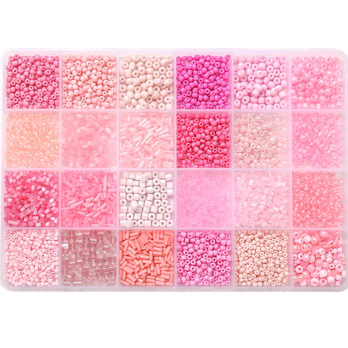 4300pcs 24-Grid Multi-Size Glass Seed Rice Beads Set for DIY Bracelet Necklace Earrings Jewelry Making Beading Supplies
