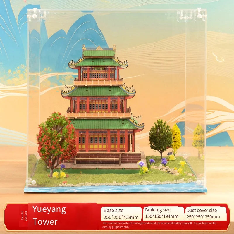 3D Wooden Chinese Yueyang Pavilion Model Kit Tang to Modern Dynasty Style DIY Architectural Display for Miniature Diorama Craft
