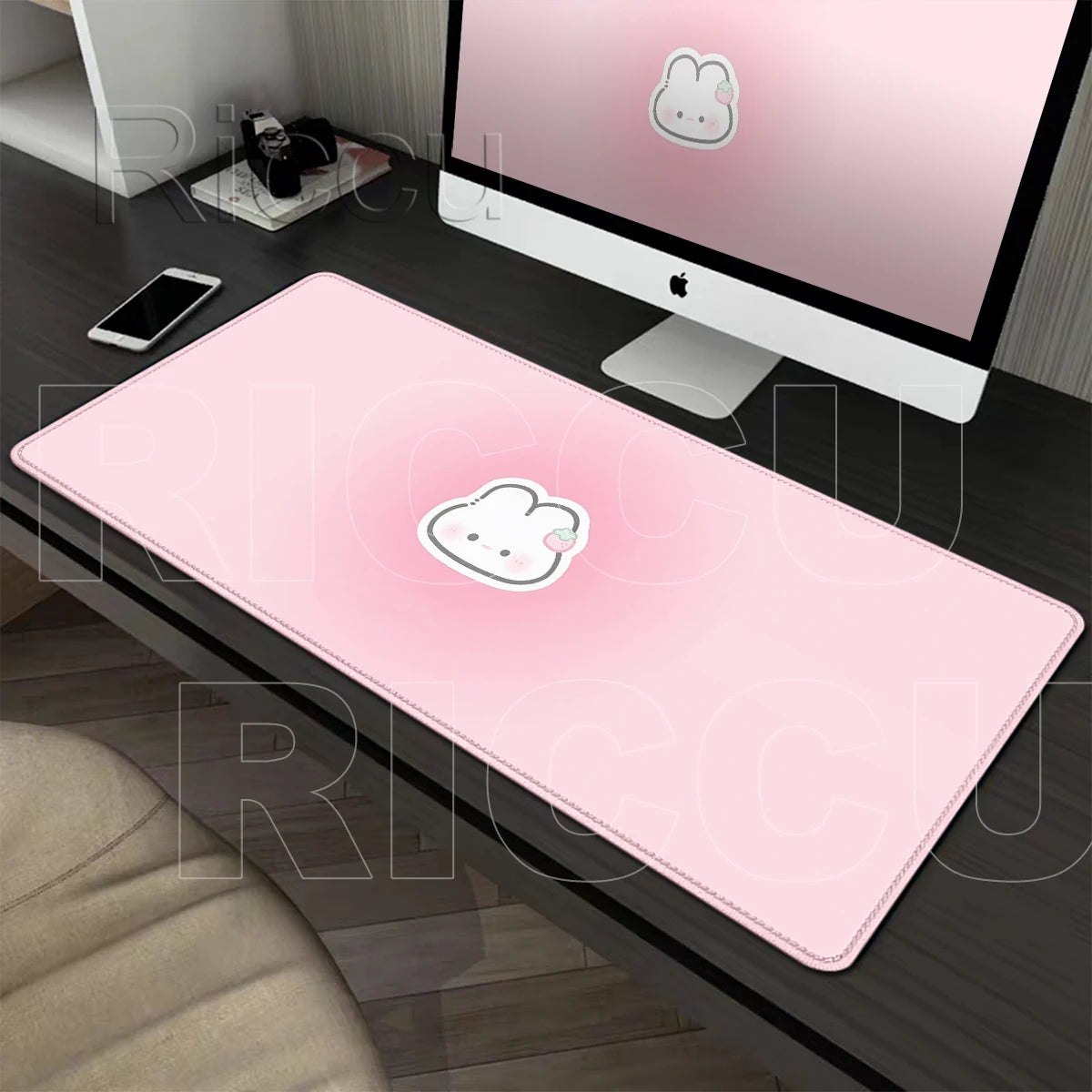 Kawaii Cartoon Kitten Gradient Mousepad Large Rubber Base Table Desktop Mat Office Gamer Computer Speed Type Carpet Keyboard Pad