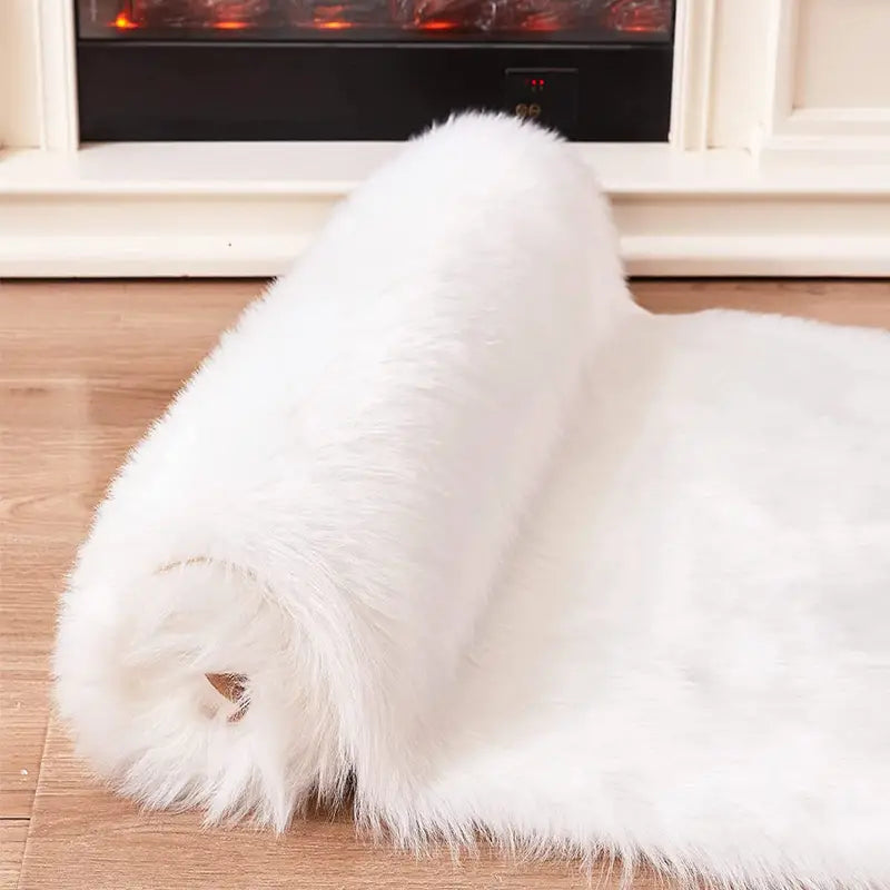 Heart Shaped Fluffy Rug Faux Wool Shag Carpet