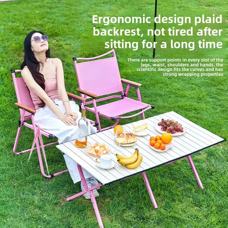Outdoor camping pink tables and chairs Kermit folding ultra-light supplies equipment leisure
