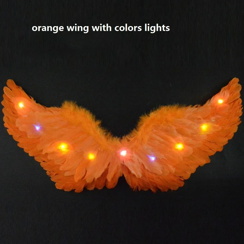 Princess Women Kids Glow Light Angel Feather Wing Fairy Girls Props Party Costume Wedding Decoration Christmas  Halloween