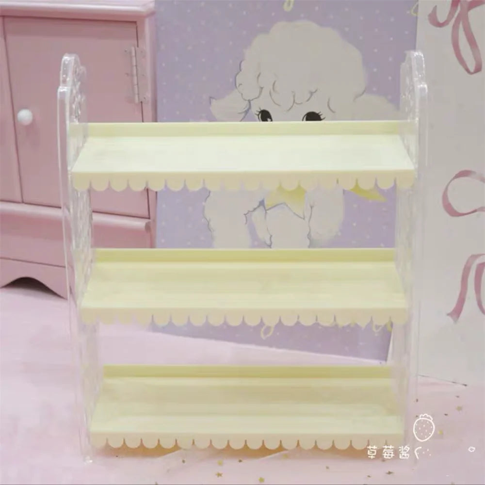 Desktop Folding Storage Rack, Pink, Foldable, Dormitory Storage Artifact, Desk, Girl Sundries, Decorative, 3-Layer