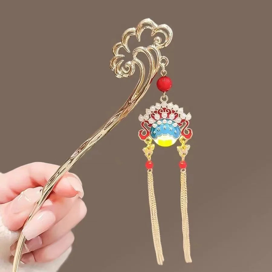 Luminous Flower Hairpin Lotus Light Lantern Tassel Hair Stick