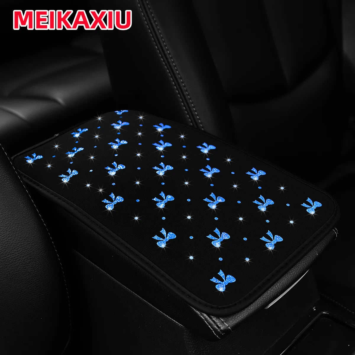 1 beautiful little bow glitter Blingbling Women's car armrest pad center control pad car interior supplies