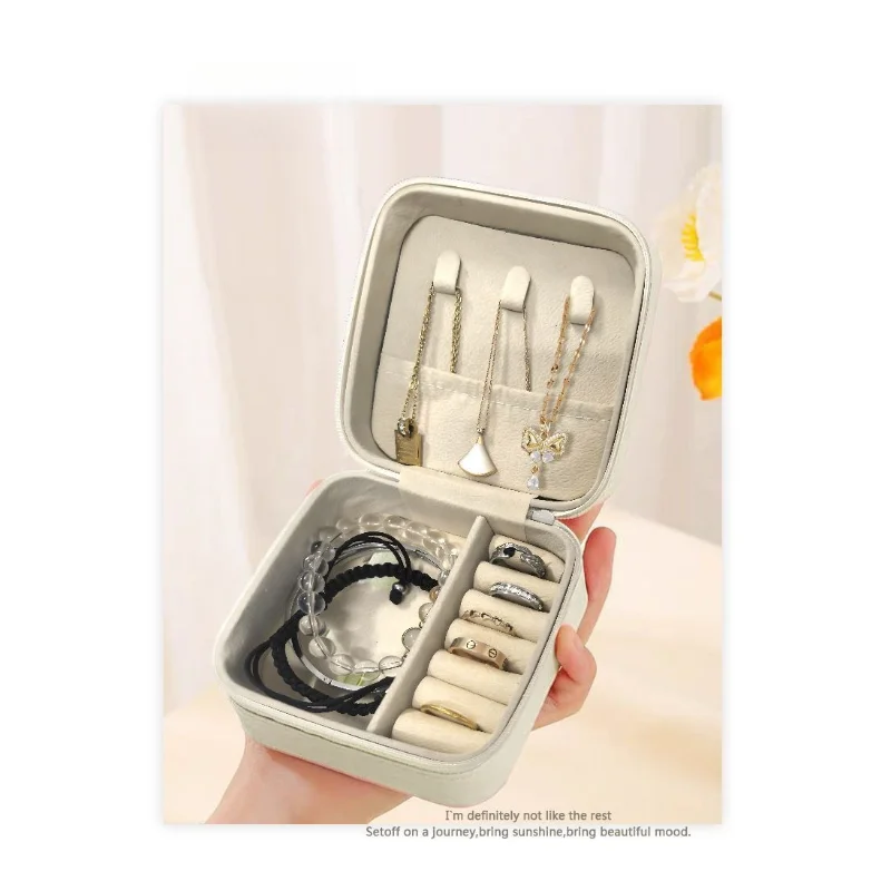 Miffy Cute Rabbit Portable Earnail Earring Jewelry Box Necklace Ring Bracelet Compact Mini Jewelry Storage Box