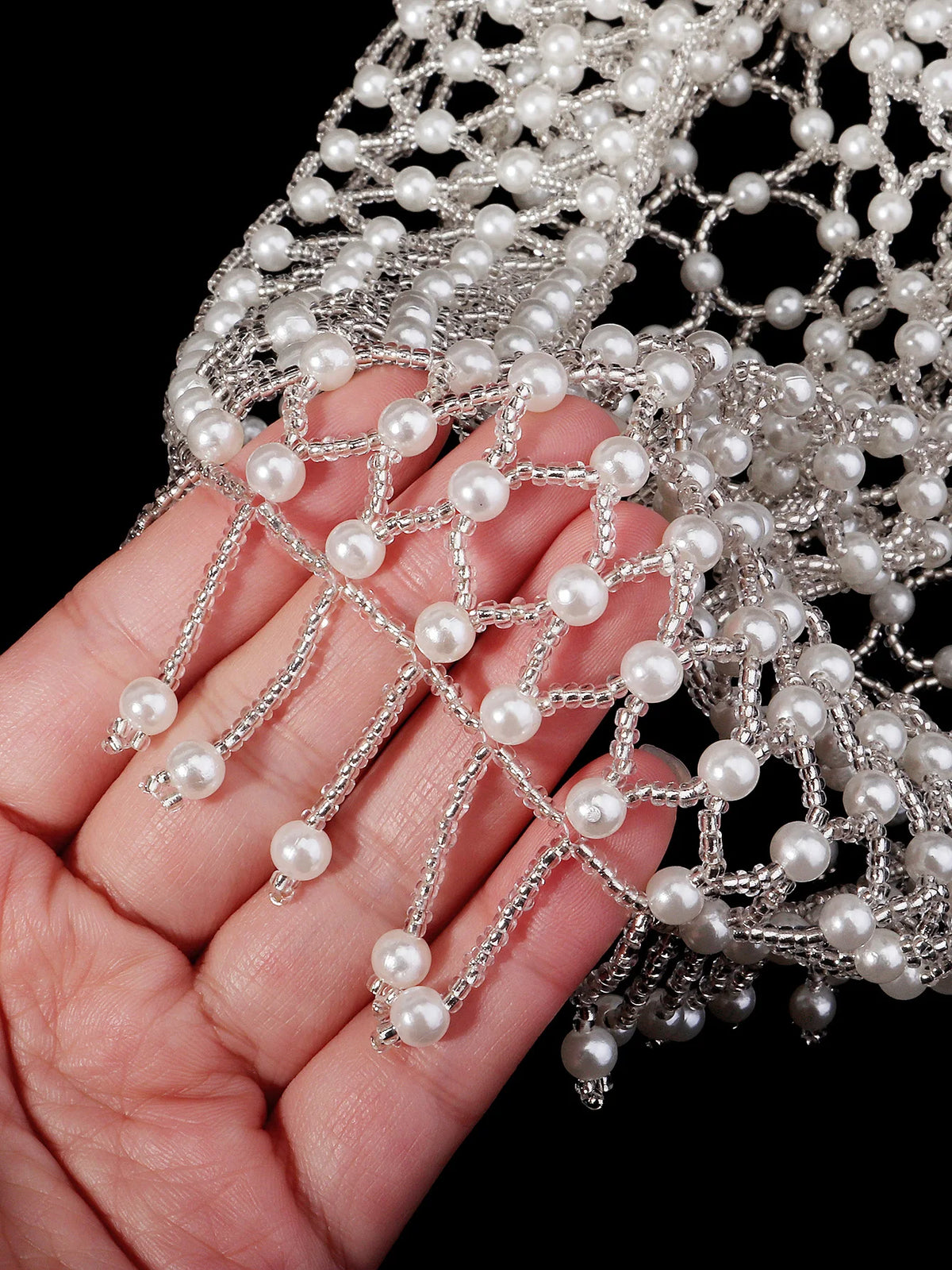 Luxury Pearls Beaded Headwrap for Women Full Tassel Headpiece 1920s Gatsby Flapper Cap Bridal Headband Wedding Hair Accessories