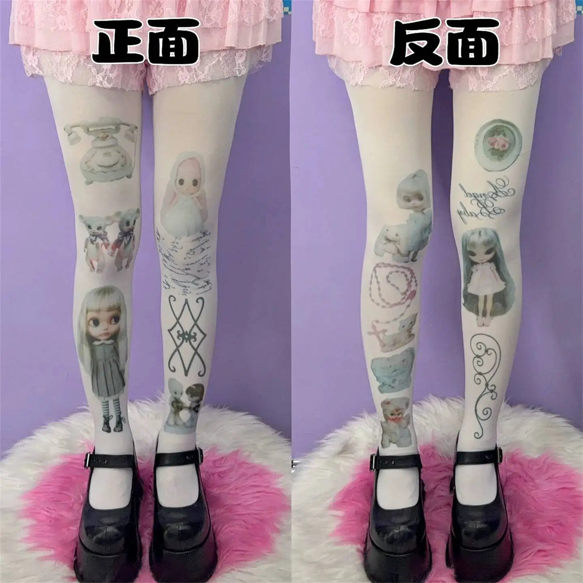 Shibuya Gyaru Y2K Sexy Girl Sexy Asian Culture Lolita Japanese Korean Cute Print Socks Kitten Doll Two dimensional Pantyhose