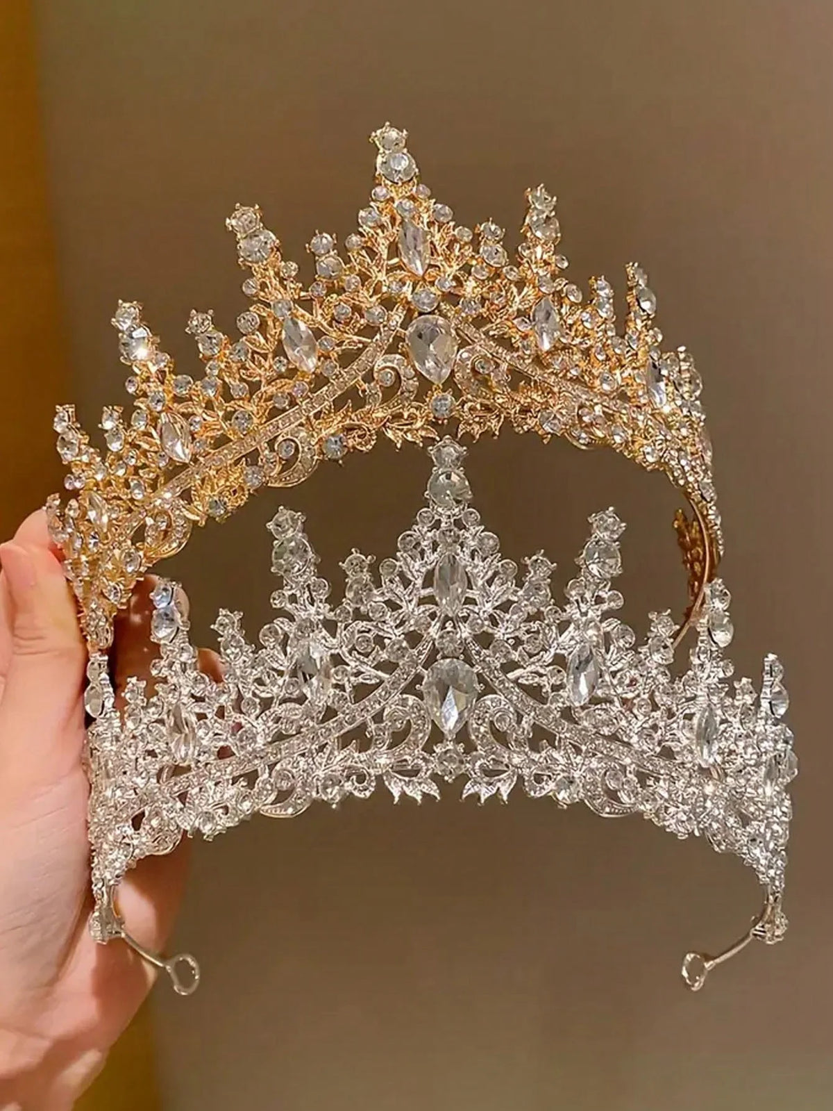 European Baroque Style Heavy-Duty Full Diamond Crown Bridal Wedding Crown, Dinner Birthday Runway Show Diamond-Encrusted Hair Cr