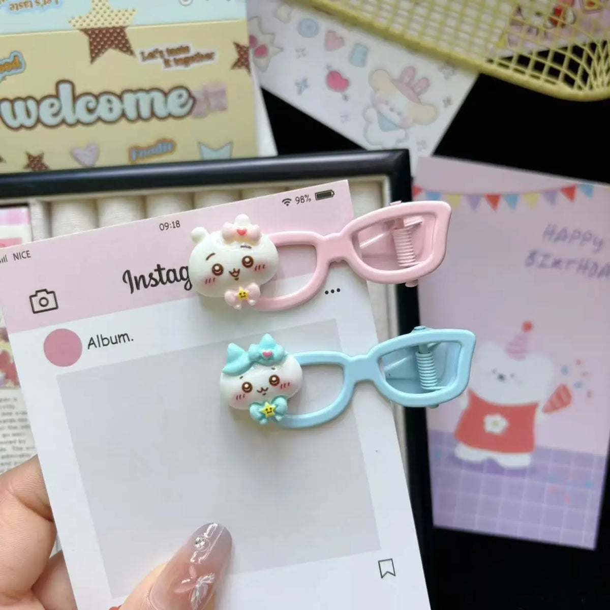 Ji Yi Ka Wa Cartoon Cute Little Eight Glasses Hairpin Hair Clip Sweet Girly Bang Clip Ins Girls' Hair Accessories
