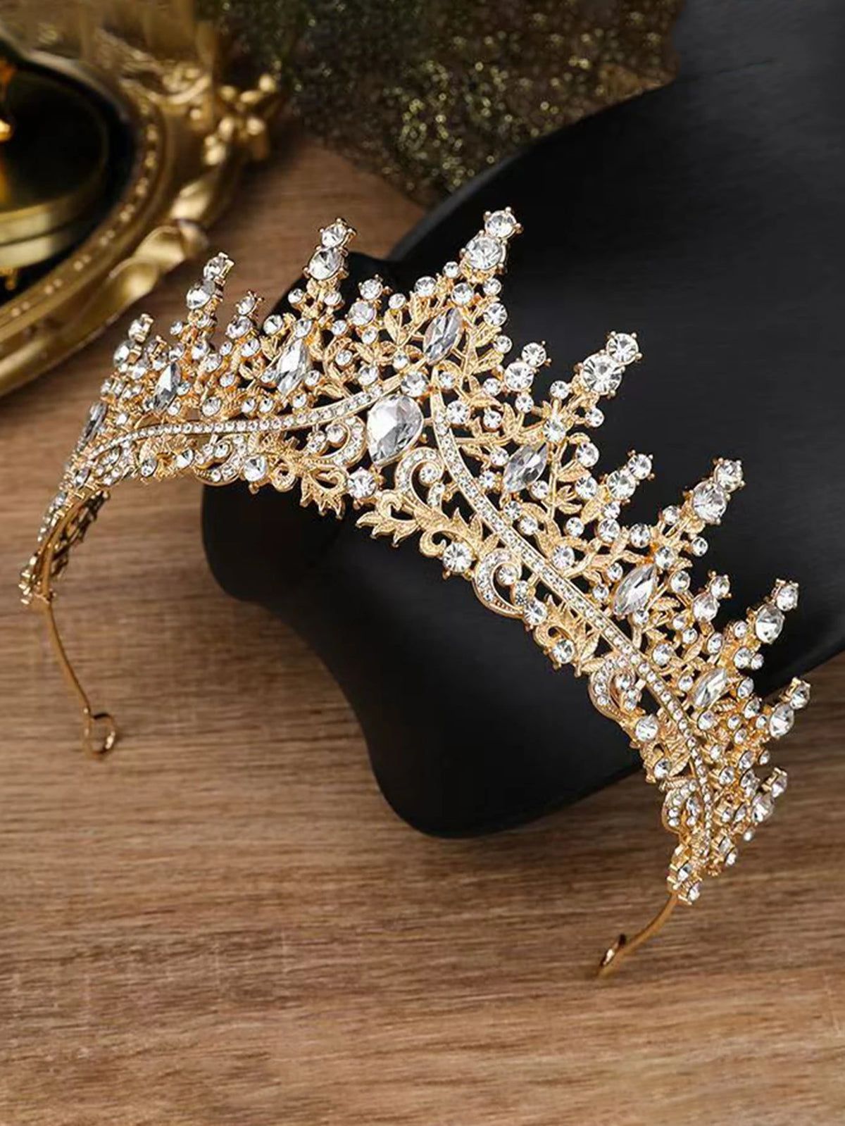 European Baroque Style Heavy-Duty Full Diamond Crown Bridal Wedding Crown, Dinner Birthday Runway Show Diamond-Encrusted Hair Cr