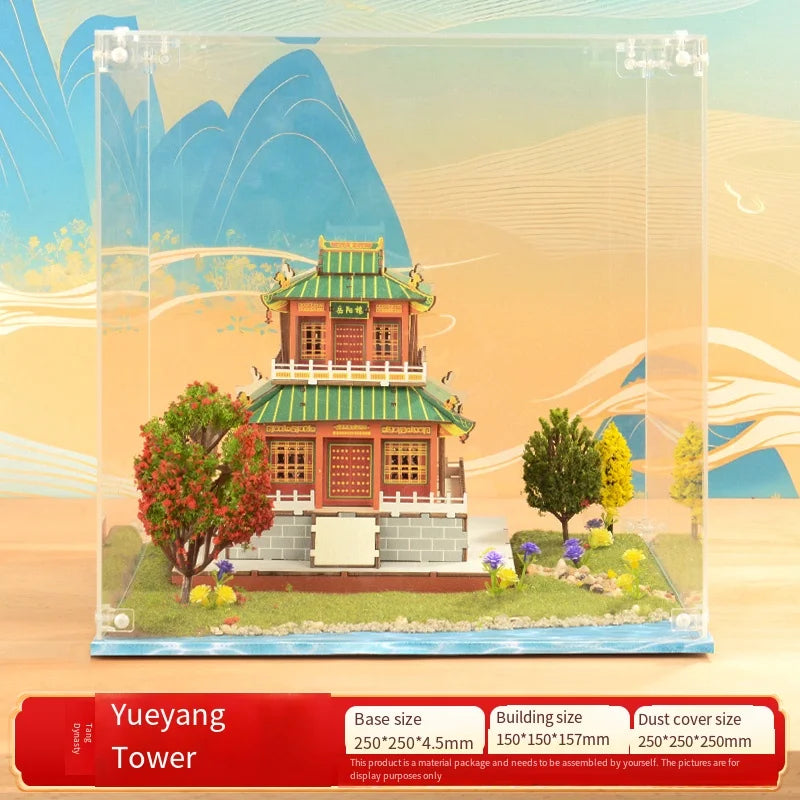 3D Wooden Chinese Yueyang Pavilion Model Kit Tang to Modern Dynasty Style DIY Architectural Display for Miniature Diorama Craft