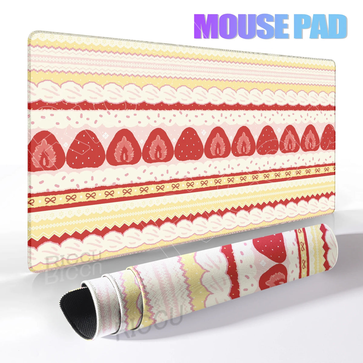 Cute Desk Pad Protector Pink Strawberry Cake Girl Kawaii Butterfly Mouse Pad Office Large Desk Mat Rubber Desk Accessories Pads
