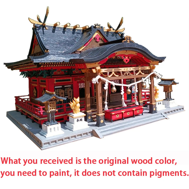 DIY Wooden Doll Houses Itsukushima Shinto Shrine Japanese Construction Miniature Building Kits with Furniture Dollhouse Gifts