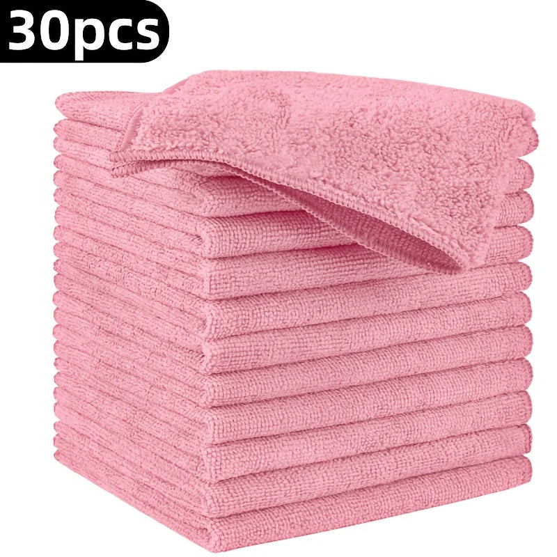 1-50Pcs Light Pink Microfiber Kitchen Towels Super Absorbent Soft Durable Cleaning Cloths Glass Countertops Pans Bowls Faucets